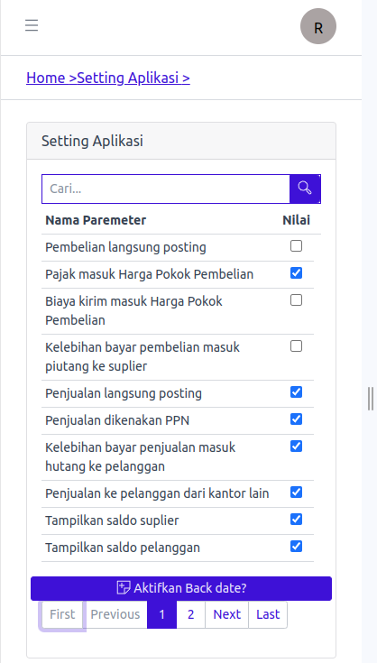 setting Aplikasi