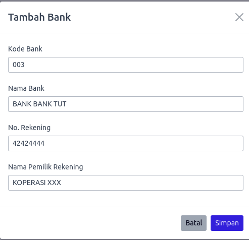 Tambah Daftar Bank