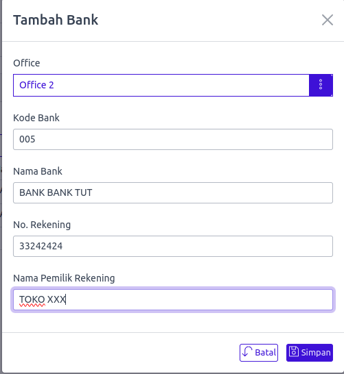Tambah Daftar Bank