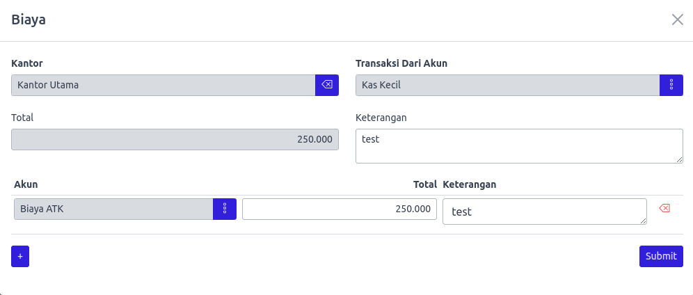 Tambah Transaksi Biaya