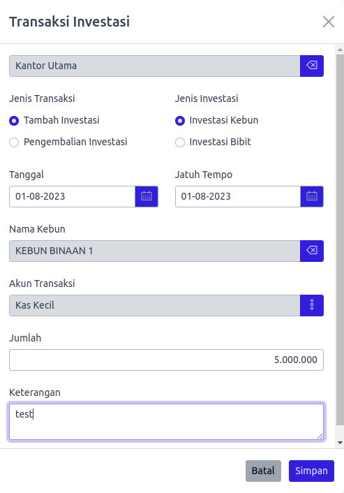 Tambah Investasi Kebun dan Bibit