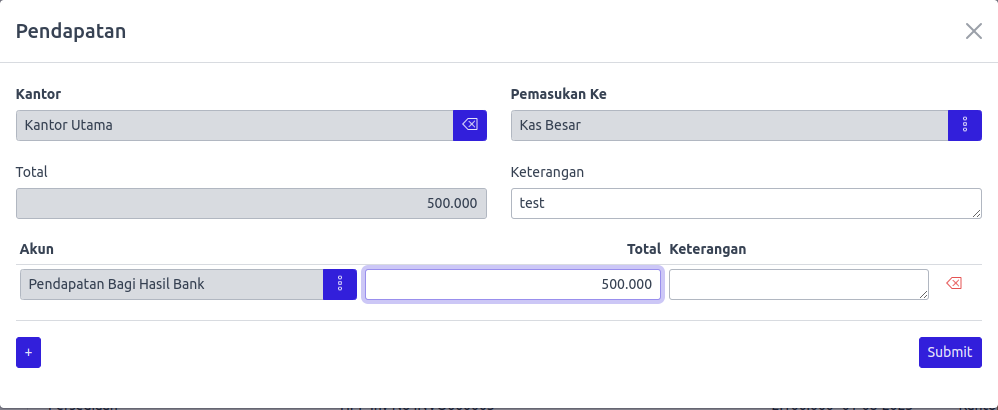 Tambah Transaksi Pendapatan