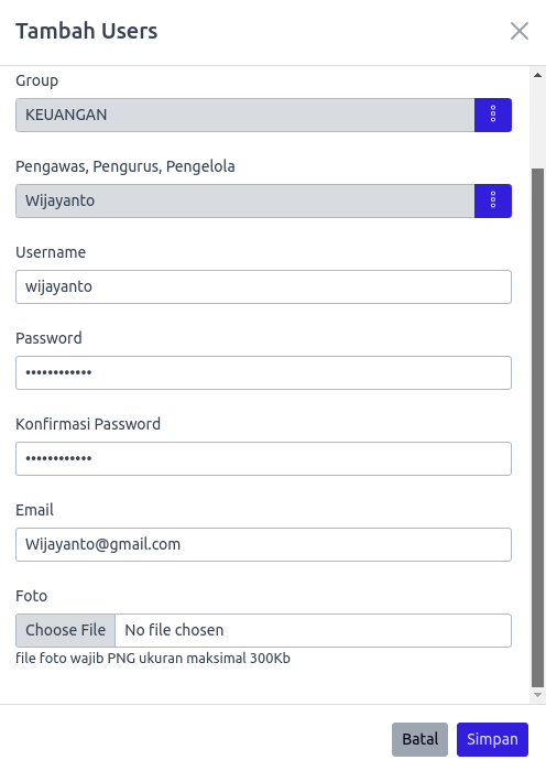 Tambah User