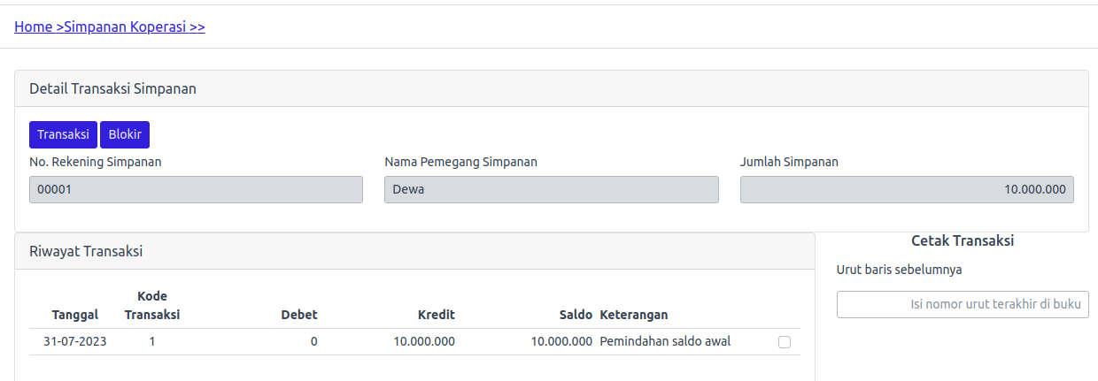 Detail Simpanan Koperasi