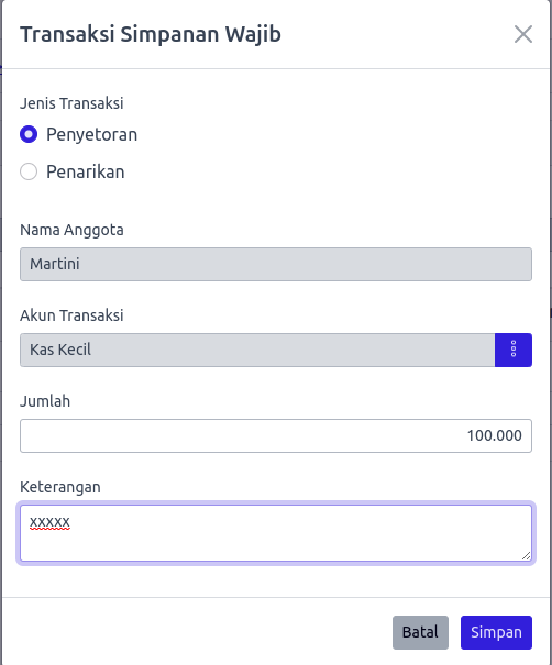 Transaksi Modal Anggota