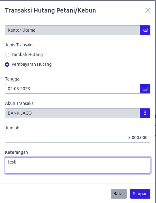 Transaksi Pendapatan Petani