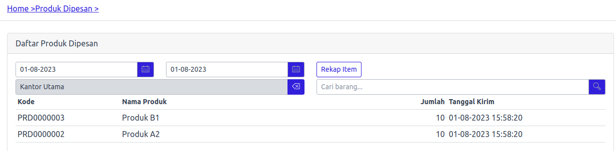 Produk Dipesan