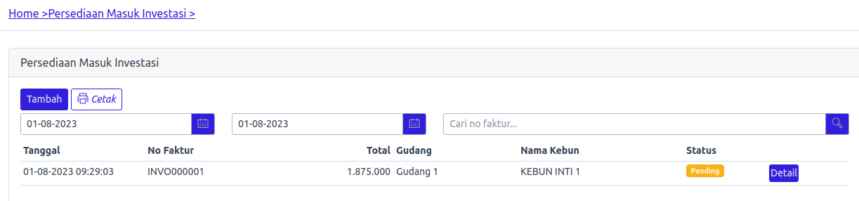 Persediaan Masuk Investasi