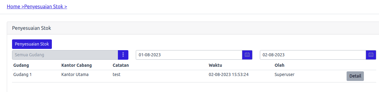 Daftar Penyesuaian Stok