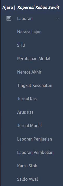 Reporting data main menu