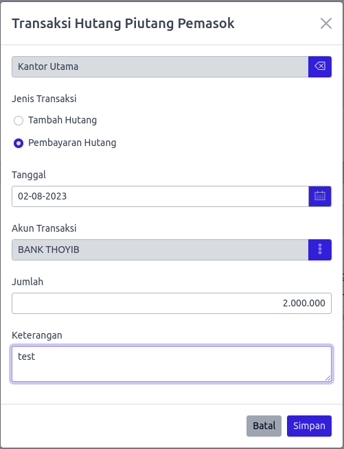 Transaksi Hutang Dagang